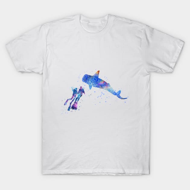 Scuba divers, whale T-Shirt by RosaliArt